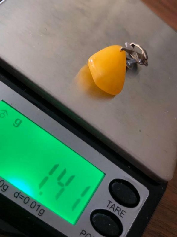 Doğal Kaya Damla Kehribar Kolye Ucu Gümüş Aparatlı 0,85-2 Gram (Model 2) - 10