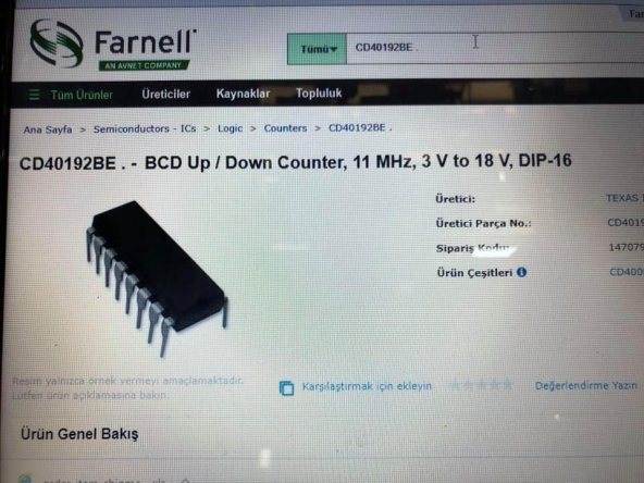 10 Adet SN74HC10N CD40192BE Entegreler - 6