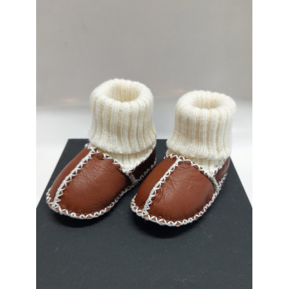 Nazlı Giyim Bebek Kahverengi Deri İlk Adım Ayakkabısı Panduf Patik - NG3001 - 2