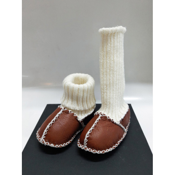 Nazlı Giyim Bebek Kahverengi Deri İlk Adım Ayakkabısı Panduf Patik - NG3001 - 4