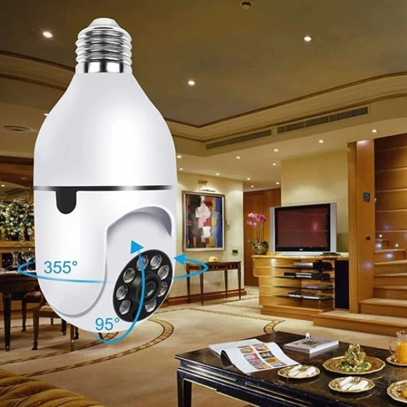 nefertiya WiFi 360 Panoramik Ampul Kamera Gece Görüş Ses Akıllı Hareket Algılayıcı