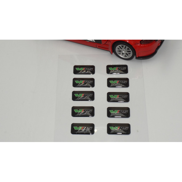 Skoda VRS Logo 3D Cam Açma Torpido Konsol Ayna Çıkartma Seti - Resim 2