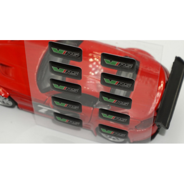 Skoda VRS Logo 3D Cam Açma Torpido Konsol Ayna Çıkartma Seti - Resim 3