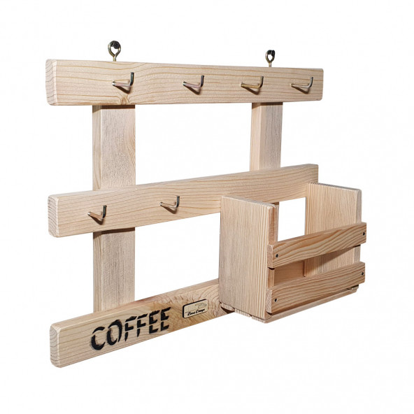 Barış Dizayn Doğal Ahşap Tabak Cepli Duvar askısı Türk Kahvesi Fincan Kupa Askısı Fincanlık retro - 4