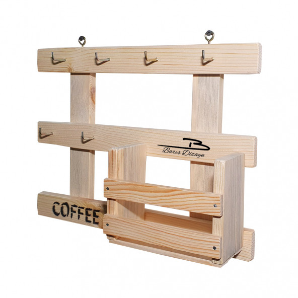 Barış Dizayn Doğal Ahşap Tabak Cepli Duvar askısı Türk Kahvesi Fincan Kupa Askısı Fincanlık retro - 5