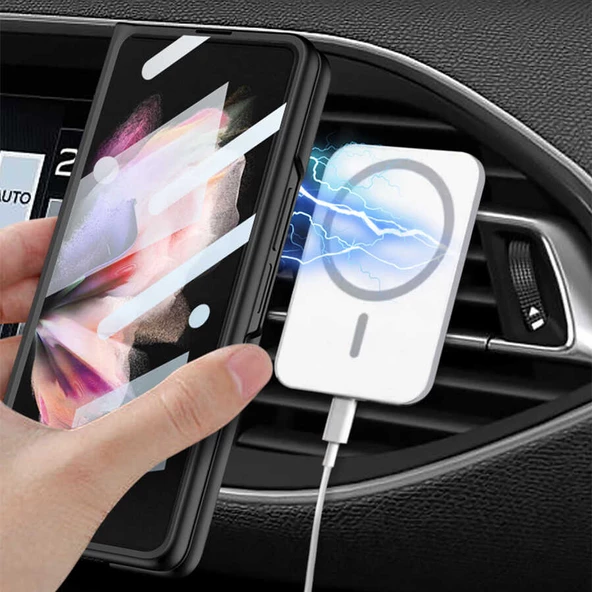 Samsung Galaxy Z Fold 3 için Magsafe ile uyumlu Kılıf Kıpta Sert Kapak - 4