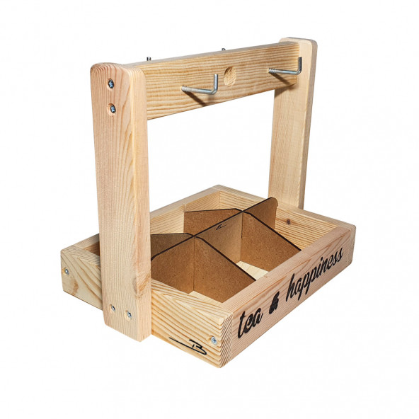 Barış Dizayn Doğal ahşap Poşet Çay standlı Premium masa askısı Fincanlık Kupa askısı (Metal Askılı) - 3