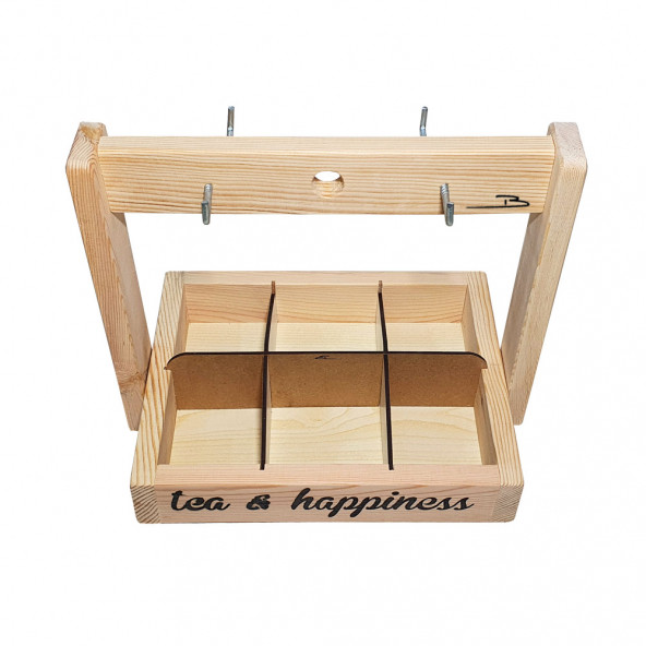 Barış Dizayn Doğal ahşap Poşet Çay standlı Premium masa askısı Fincanlık Kupa askısı (Metal Askılı) - 4