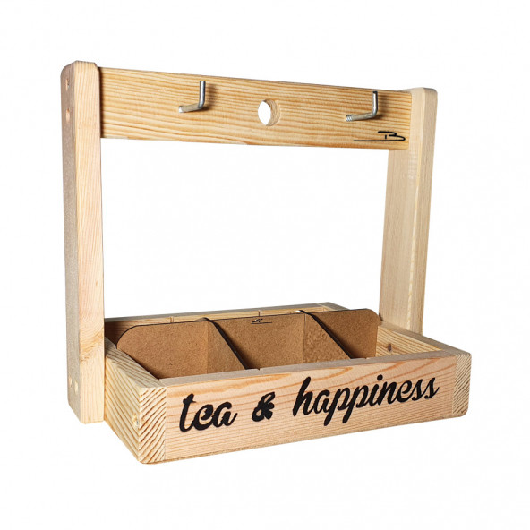 Barış Dizayn Doğal ahşap Poşet Çay standlı Premium masa askısı Fincanlık Kupa askısı (Metal Askılı) - 5