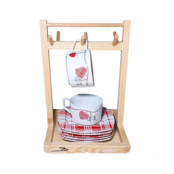 Barış Dizayn Doğal ahşap montessori tabak standlı masa askısı Fincanlık Kupa askısı Mutfak bardak askılığı - 4