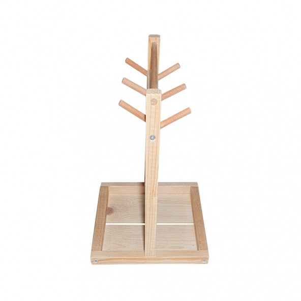 Barış Dizayn Doğal ahşap montessori tabak standlı masa askısı Fincanlık Kupa askısı Mutfak bardak askılığı - 5