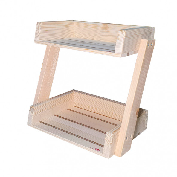 Barış Dizayn Doğal ahşap Makyaj Organizer Malzeme standı 2 katlı - 6