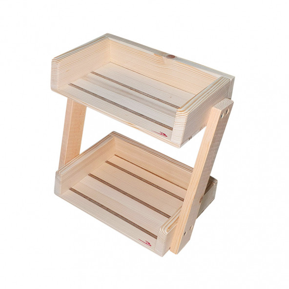 Barış Dizayn Doğal ahşap Makyaj Organizer Malzeme standı 2 katlı - 7