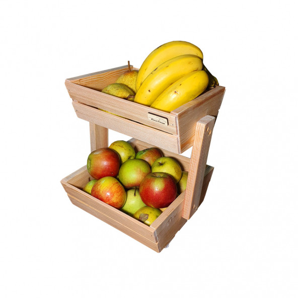Barış Dizayn Doğal ahşap Masaüstü meyve kasası 2 katlı Mini Mutfak Rafı Mutfak Sepeti Çok Amaçlı Meyvelik