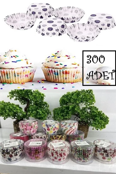 300'lü Muffin Kağıdı Kek Kalıbı Desenli