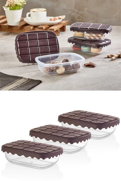 3lü Choco Box Saklama Kabı Seti 500 Ml Sc-4278