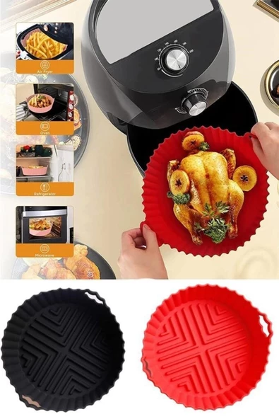 20 Cm Yuvarlak Airfryer Silikon Pişirme Kalıbı - Hava Fritözü Kalıbı