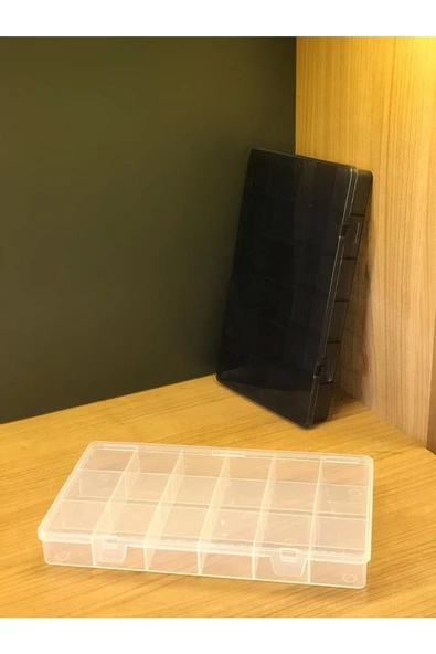 2 Adet Beyaz Füme 18 Bölmeli Kolye Yüzük Takı Kutusu Dikiş Düğme Düzenleyici Olta Balık Takım Kutusu - 5