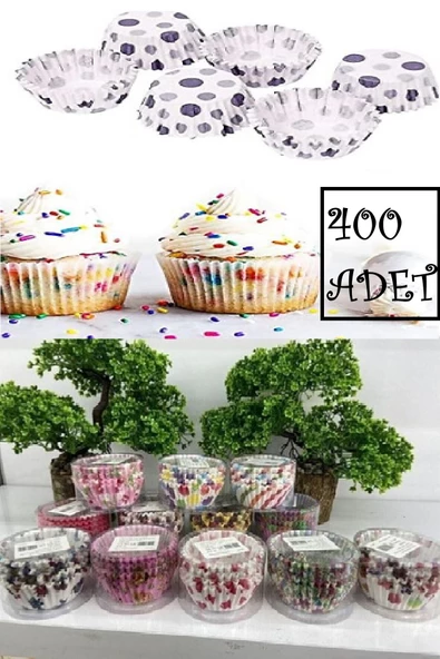 400'lü Muffin Kağıdı Kek Kalıbı Desenli