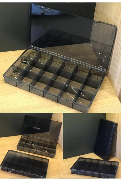 Füme 2 Adet 18 Bölmeli Kolye Yüzük Kapaklı Takı Kutusu Dikiş Kutusu Organizer Düzenleyici Kutu - 6