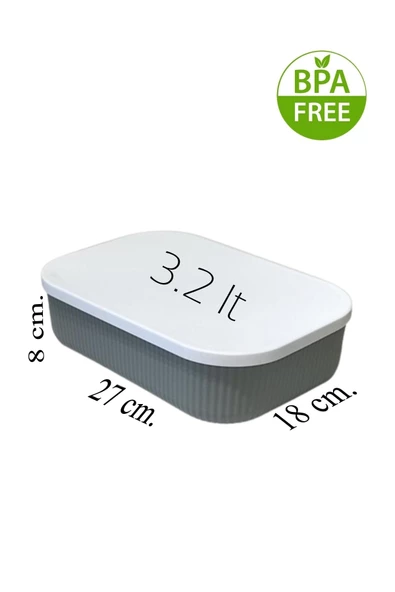 Storage 3 Adet 3.2 Lt Saklama Kabı Gri Sebze Meyve Kahvaltılık Eşya Organizer Toparlayıcı Kutu - 3