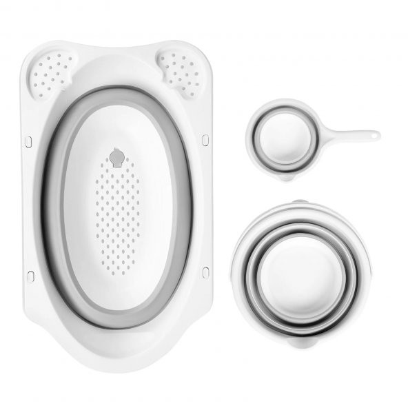 Fileli Gri Katlanır Banyo Seti UF - 2