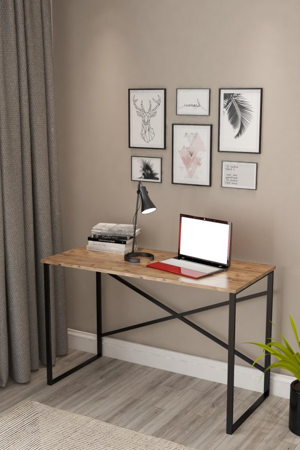 Metal Çalışma Masası Atlantik Çam Ofis Laptop Bilgisayar Masası 60x90 - 2