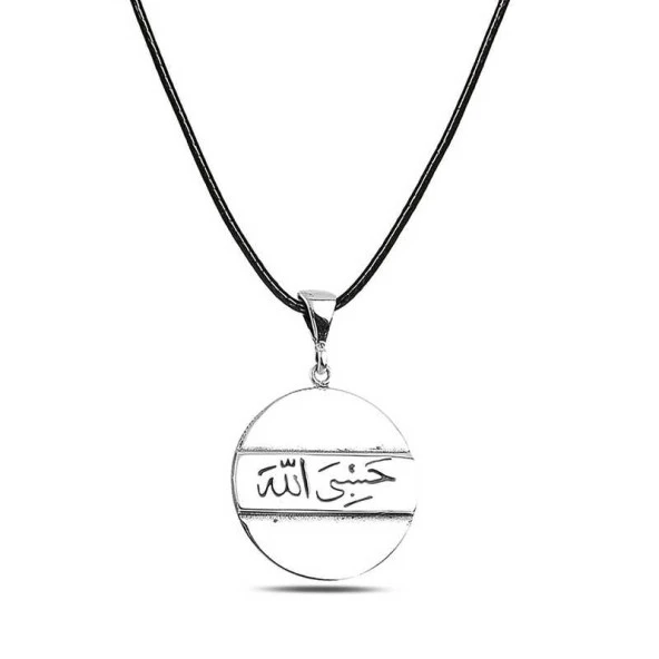Gümüş Arapça Hasbiyallah Yazılı Kolye - Resim 2