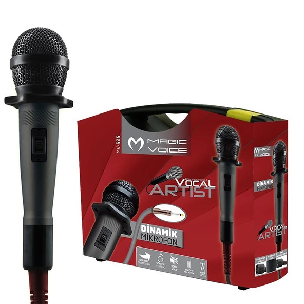 MAGICVOICE MV-525 DİNAMİK PROFESSIONAL KABLOLU EL MİKROFONU (4.5 METRE KABLOLU)