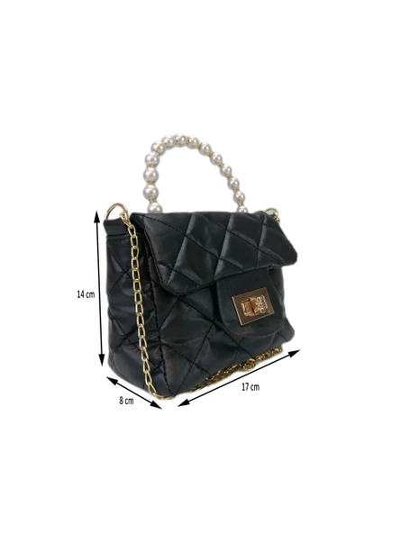 Liva 1180 Zincir Askılı İnci Model Kadın El Omuz Çantası - Resim 6