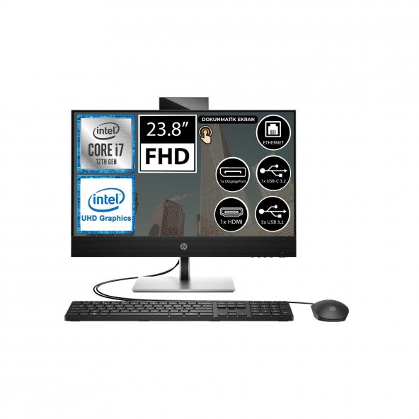 HP ProOne 440 G9 6D395EA11 i7-12700T 64GB 512SSD+1TBSSD 23.8" FullHD Touch FreeDOS All In One Bilgisayar ürün görseli 1
