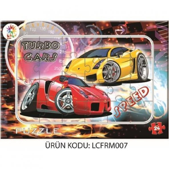 Laço Kids Turbo Cars Frame Puzzle 24 Parça Çocuklar İçin Yapboz