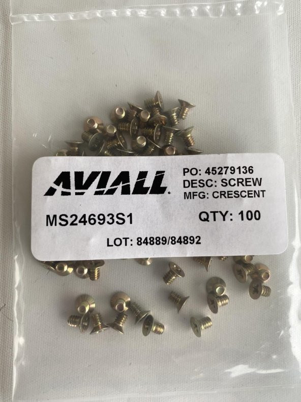 Crescent MS24693-S1 Askeri Standart Makine Vidası 100 Adet - Resim 3