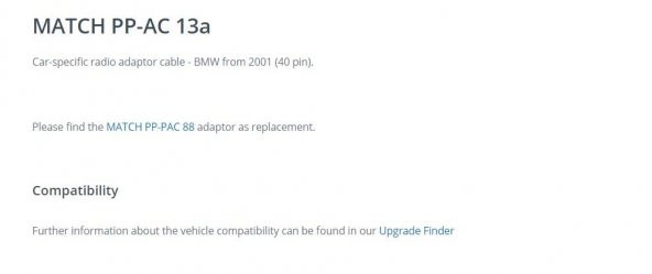 Match PP-AC 13a Bmw Media Player Adaptör Kablo 40 Pin - 5
