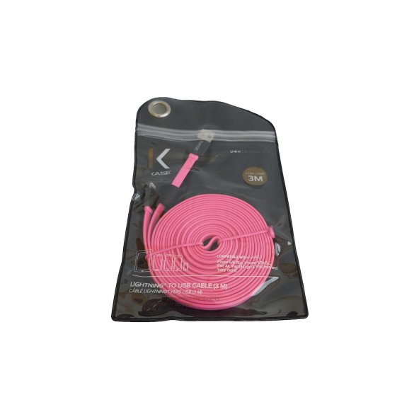 The Kase Lightning Şarj Data Kablosu 3mt Pembe - 2