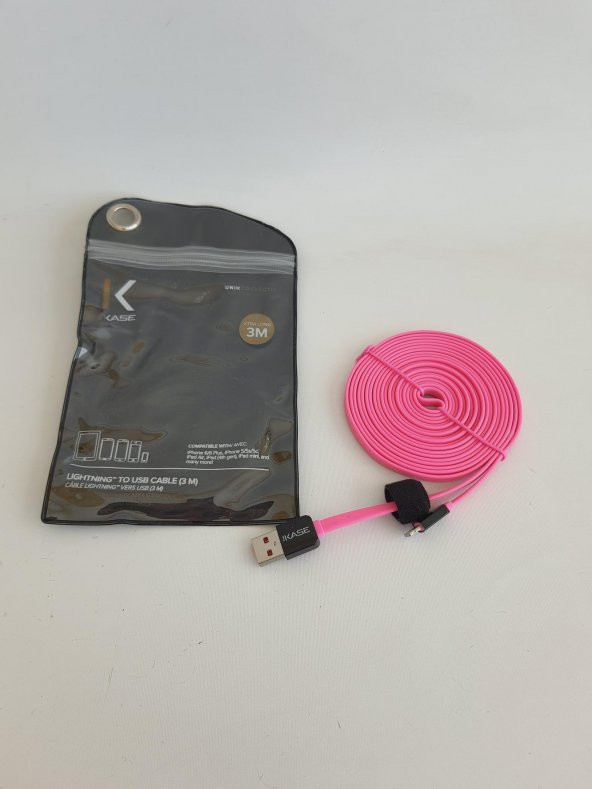 The Kase Lightning Şarj Data Kablosu 3mt Pembe - 3