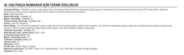 Cat 3E-7442 Civata 1 Adet - Resim 7