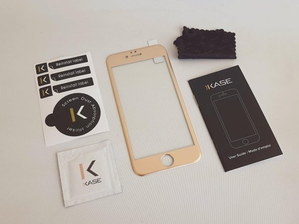 The Kase iPhone 6/7/8 Uyumlu Metal Kenarlı Cam Koruyucu Gold - 2