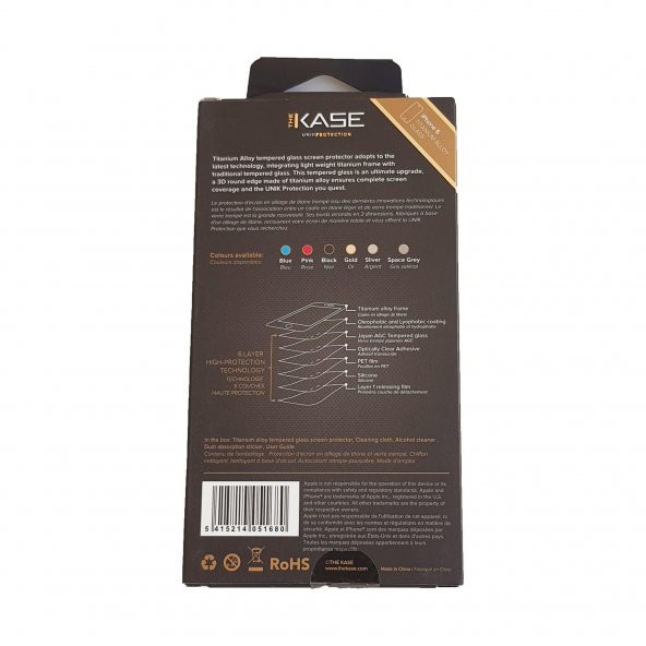 The Kase iPhone 6/7/8 Uyumlu Metal Kenarlı Cam Koruyucu Gold - 5