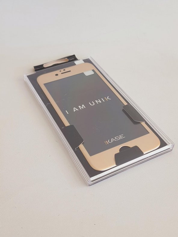 The Kase iPhone 6/7/8 Uyumlu Metal Kenarlı Cam Koruyucu Gold - 6