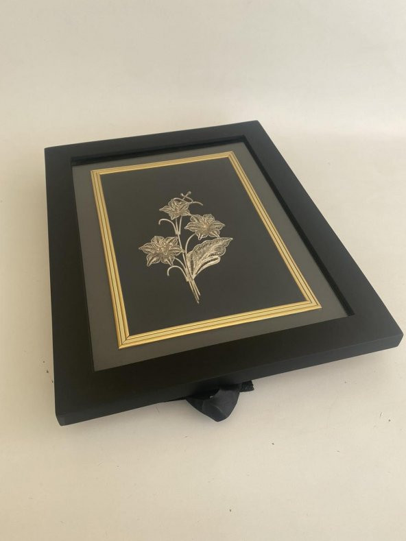 El İşçilikli Telkari Çiçek Tablo 35x27 cm - 2