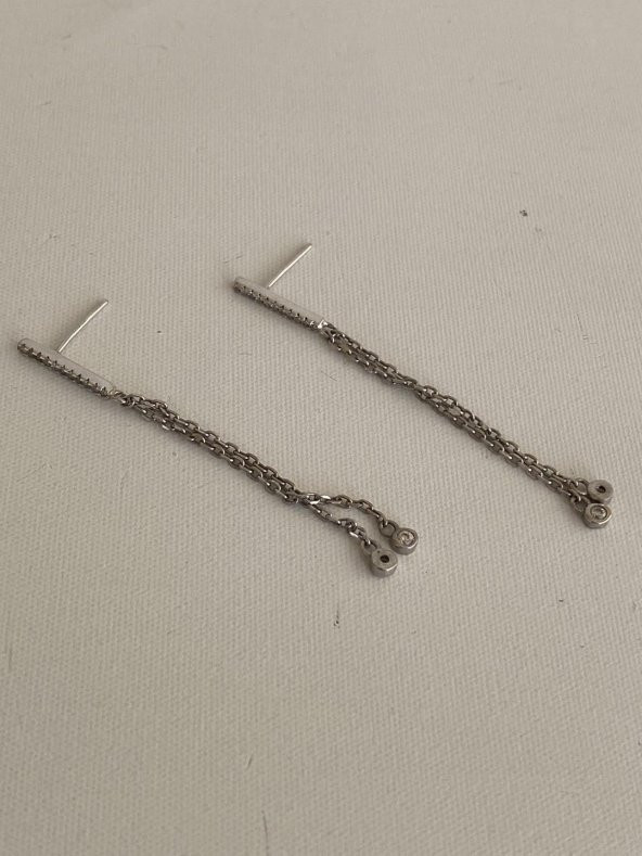 Taş İşlemeli 925 Ayar Gümüş Küpe 1,80 Gram - 2
