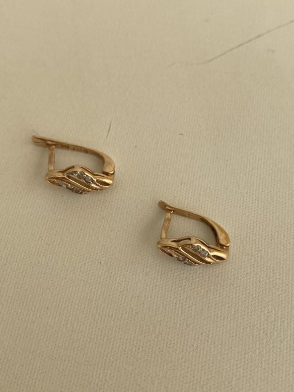 Taş Motifli 8 Ayar Altın Küpe Çifti 2 Gram - 3