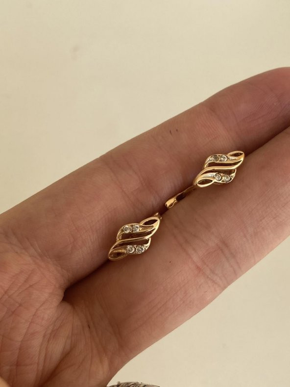 Taş Motifli 8 Ayar Altın Küpe Çifti 2 Gram - 6