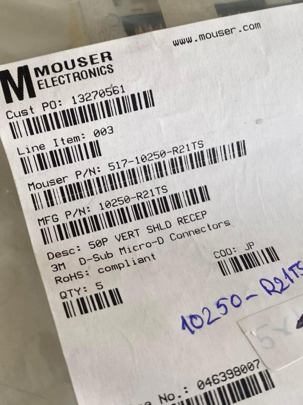 3M 10250-R21TS D-Sub Micro-D Konnektör 5 Adet - Resim 3