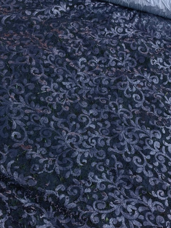 Pullu Nakışlı Güpürlü Abiyelik Siyah Kumaş 1,75x35m