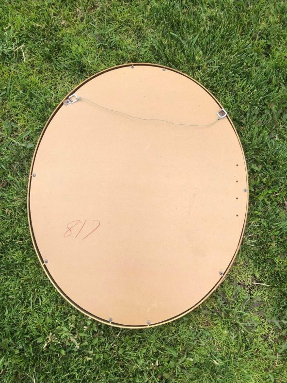 Vintage Oyma Desenli Plastik Çerçeveli Oval Ayna 78,5x63 cm - 7