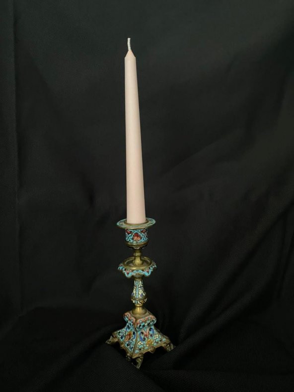 Çift Renkli Alevli Şamdan Mumu 20 cm (Pembe) - 2