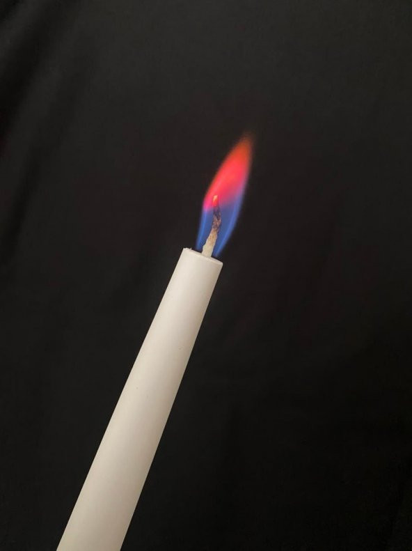 Çift Renkli Alevli Şamdan Mumu 20 cm (Beyaz) - 6