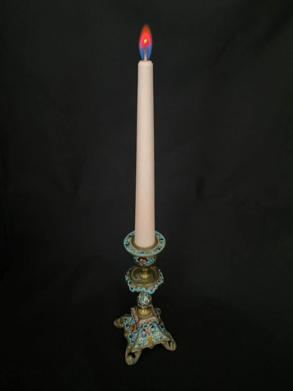 Çift Renkli Alevli Şamdan Mumu 20 cm (Pembe) - 3